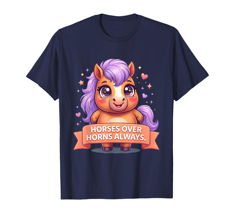 Mademark Horses Over Horns Always Equestrian Design T-Shirt - Men - Navy Blue