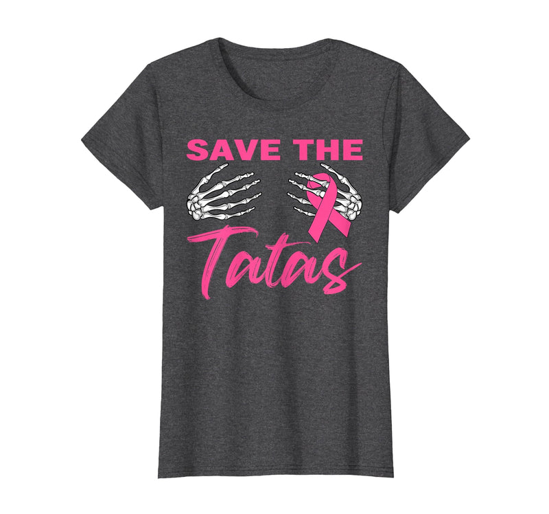 Amb Breast Cancer Awareness Month Warrior Survivor Save The Tatas Breast Cancer Pink Ribbon Skeleton Halloween T-Shirt -