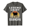 Funny Dairy Farmer Gifts Legend Dairy Grandpa Retro Sunset Cow Farming Funny Cattle T-Shirt - Asphalt Grey