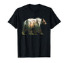 Bear Designs. Bear Forest Mountains Trees Nature Sunset Outdoor Graphic T-Shirt - Black