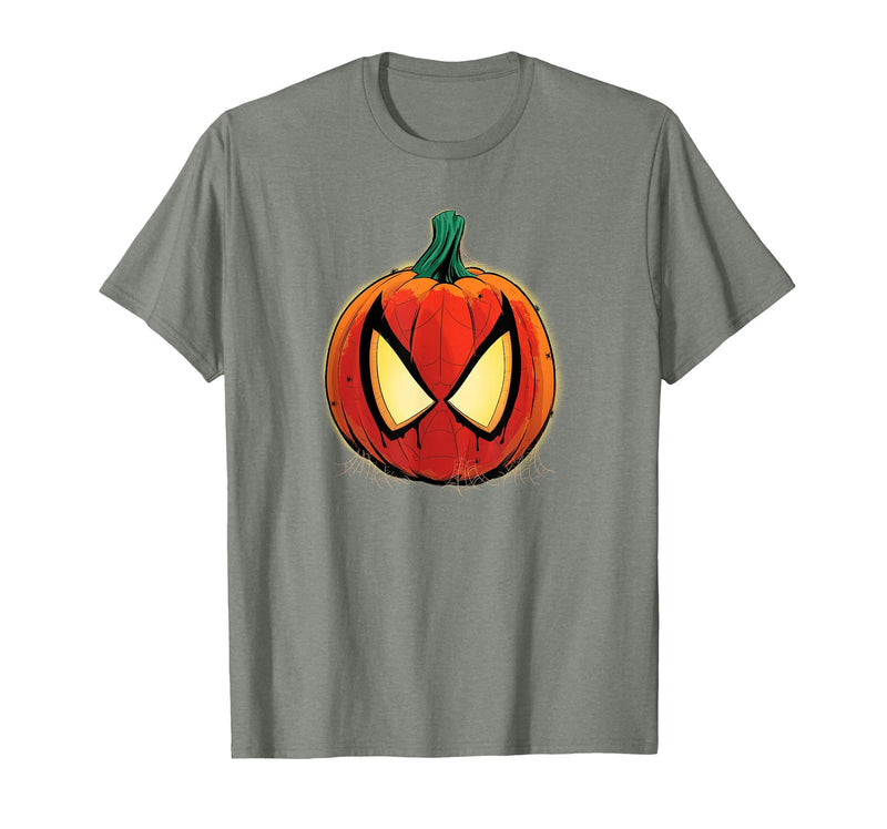 Marvel Spider-Man Halloween Spooky Pumpkin Jack-o'-Lantern T-Shirt - Olive Heather