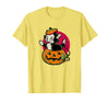 Disney Pinocchio Halloween Figaro Inside A Pumpkin Retro T-Shirt - Lemon Yellow