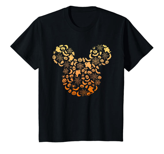 Disney Mickey Mouse Halloween Ghosts & Pumpkins Gradient T-Shirt - Black