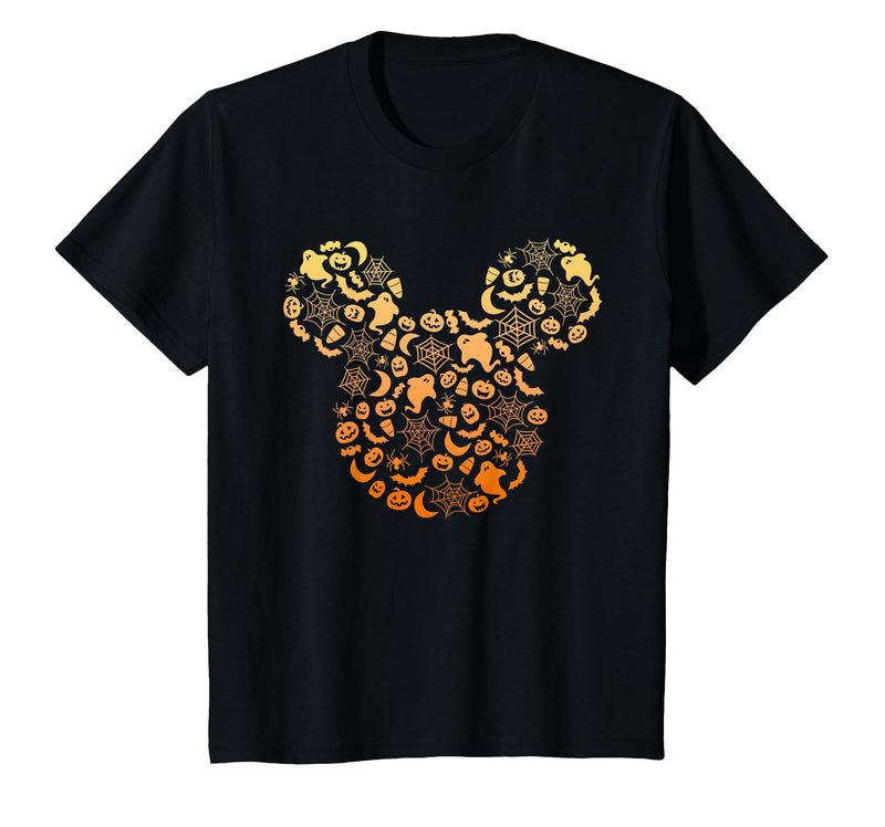 Disney Mickey Mouse Halloween Ghosts & Pumpkins Gradient T-Shirt - Black