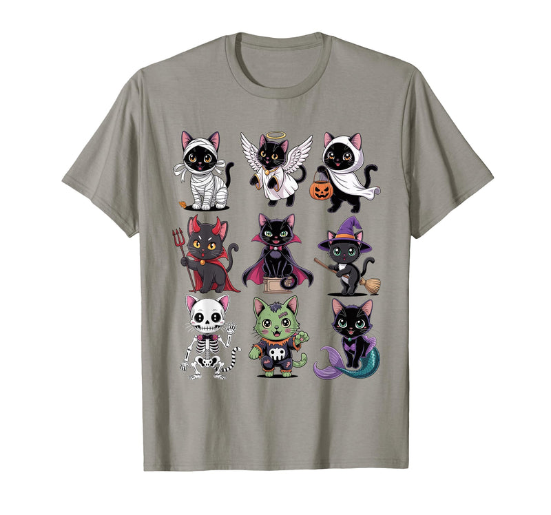 Halloween Cat Apparel Halloween Cat T-Shirt - Spooky Kittens Costume T-Shirt - Slate Grey