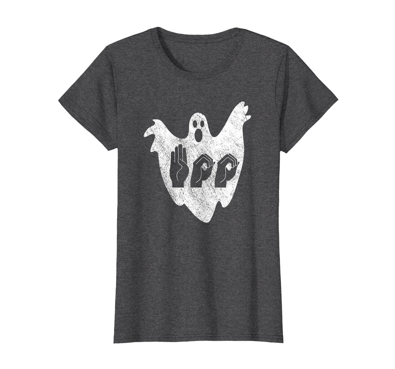 Sign Language Apparel Funny ASL American Sign Language Halloween T-Shirt - Dark Heather Grey