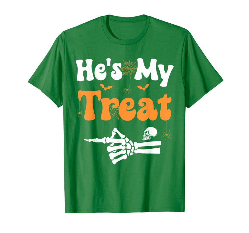 She's My Trick He's My Treat Halloween Couple Tees He's My Treat Skeleton Couples Matching Couple Halloween T-Shirt - Kelly