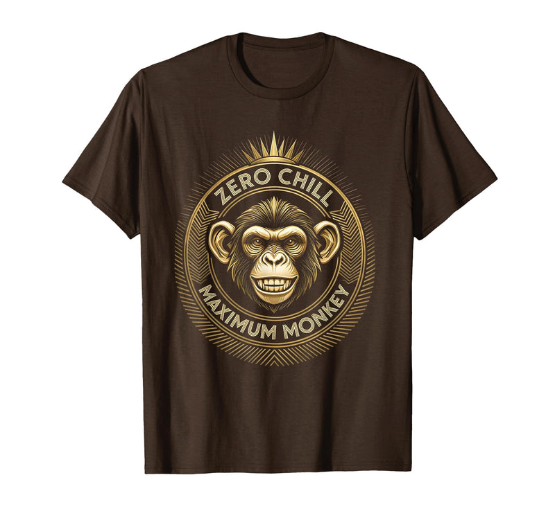 Mademark Zero Chill Maximum Monkey Fun Graphic Design T-Shirt - Men - Brown