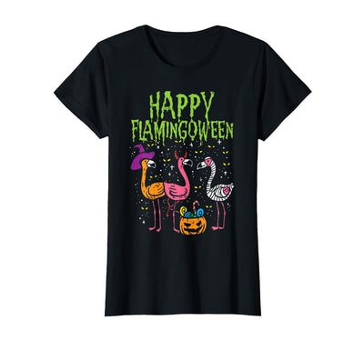 Funny Halloween Shirts For Men Women Kids Happy Flamingoween Scary Flamingos Funny Halloween Costume T-Shirt