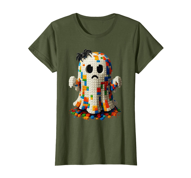 Block Building Halloween Ghost Brick or Treat Boys Halloween Master Builder Ghost Kids Building Blocks Bricks T-Shirt -