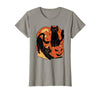 Halloween scary black cat Vintage Scary Halloween Black Cats and Pumpkin T-Shirt - Slate Grey