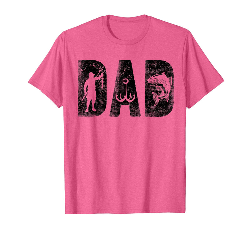 Fishing Gifts for Dad Father's Day Fisherman Fishing Dad Birthday Classic Bold Font Fish Daddy T-Shirt - Pink Heather