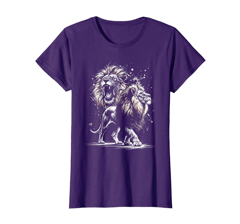 MyAnimal - Your Favourite Animal Wear Lion Majestic and Proud in Artistic Style T-Shirt - Purple