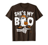 Funny Couples Halloween Matching Couple Outfits He's My Boo Matching Couple Halloween Couples She's My Boo T-Shirt - Brown