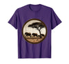 Mademark Elephant Herd Crossing Dusty Savanna Plains T-Shirt - Men - Purple