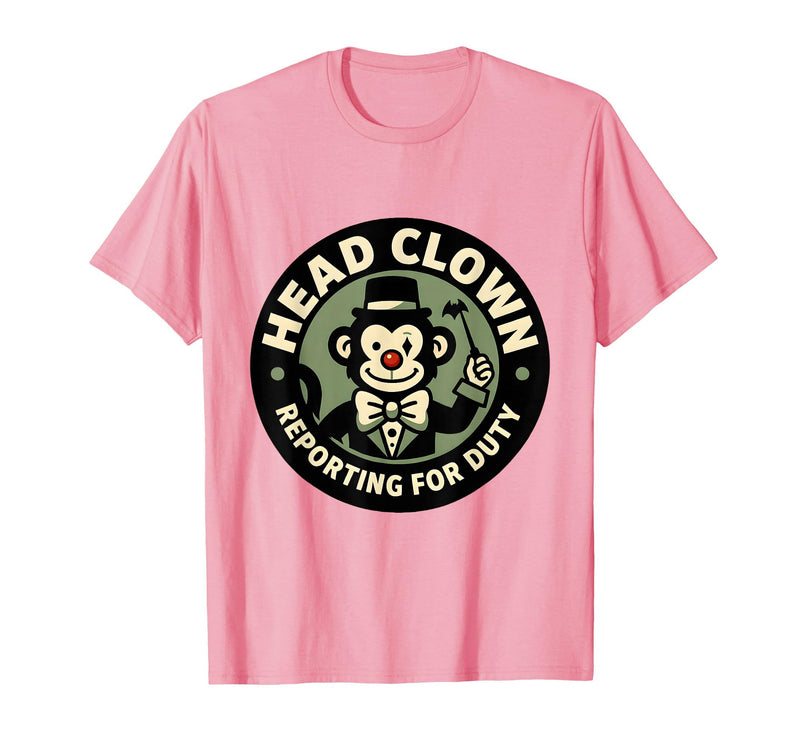 Mademark Head Clown Reporting For Duty Circus Monkey Design T-Shirt - Men - Pink