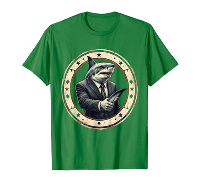 Shark Business Suit Handshake Funny Graphic T-Shirt