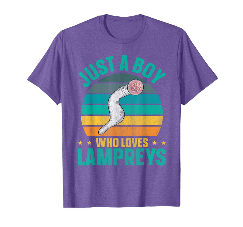 Sea Lamprey Fish Quote Just a boy who Loves Lampreys Quote for a Lamprey Boy T-Shirt - Purple Heather