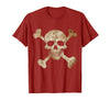 Halloween Designs. Pirate Flag Skull and Crossbones Skeleton Graphic Halloween T-Shirt - Cranberry Red