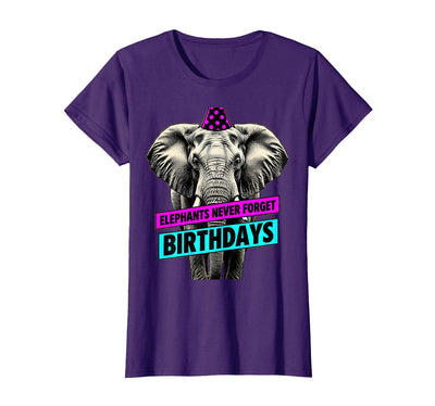 Mademark Elephants Never Forget Birthdays Funny Design T-Shirt - Women