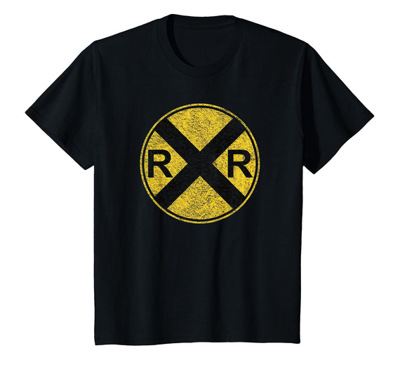 RAILROAD SIGN HALLOWEEN COSTUME TEES Railroad Sign Costume Train Rail Crossing Warning Sign T-Shirt - Black