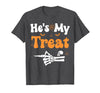 She's My Trick He's My Treat Halloween Couple Tees He's My Treat Skeleton Couples Matching Couple Halloween T-Shirt - Dark