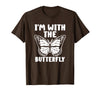 Im With Butterfly Halloween Costume Party Gift I'm with Butterfly Halloween Costume Matching Couples Party T-Shirt - Brown
