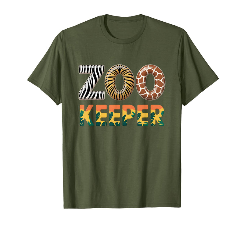 Zoo Keeper Costume Adult Party Safari Zookeeper Zoo Keeper Costume Adult Halloween Party Safari Zookeeper T-Shirt - Olive