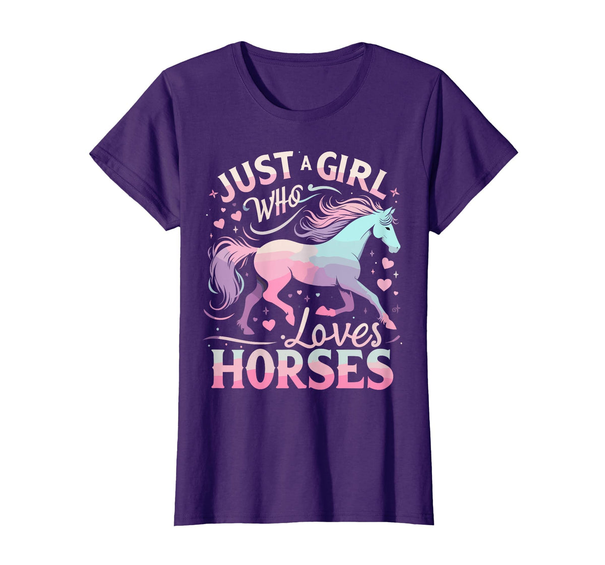 Funny Horse Lovers Just a Girl Who Loves Horses T-Shirt - Purple