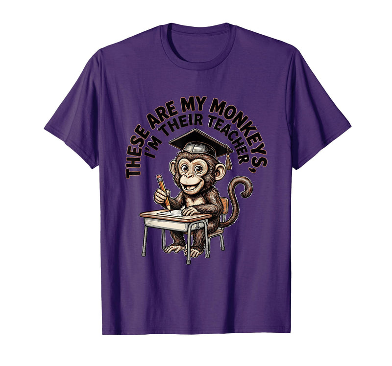 Mademark These Are My Monkeys I'm Their Teacher Circus Design T-Shirt - Men - Purple