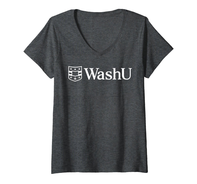 Women's WashU Women's Icon Logo | Washington University in St. Louis V-Neck T-Shirt - Dark Heather Grey