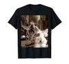 Funny Bunny Rabbit Selfie with T-Rex Tyrannosaurus Dinosaur T-Shirt in Black