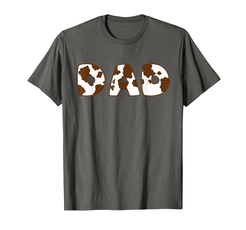 Cow Print For Family Matching Outfits DAD Cow Brown White Animal Print, Cow Pattern Farmer DAD T-Shirt - Asphalt Grey