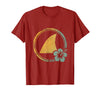 Mademark Hawaiian Shark Fin Turquoise Ocean Waves Design T-Shirt - Cranberry Red