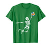 Halloween Shirts Women Men Kids Volleyball Skeleton Halloween Player Catcher Mens Boys Kids T-Shirt - Kelly Green