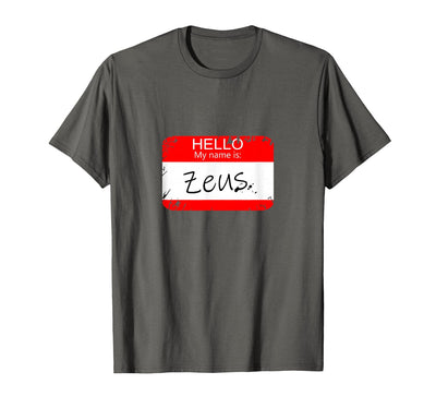 Hello My Name is Funny Halloween Costume Tees Hello My Name is Zeus Funny Halloween Greek Gods Tshirt T-Shirt