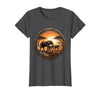 Mademark Elephant Herd Crossing Dusty Savanna Plain T-Shirt - Women - Dark Heather Grey