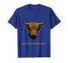 Mademark Keep Calm and Moo Highland Cow Design T-Shirt - Royal Blue