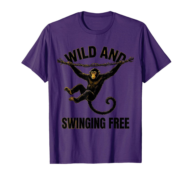 Mademark Wild and Swinging Free Monkey Graphic Design T-Shirt - Men - Purple