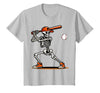 Funny Halloween Skeleton Sports Boys Costume Baseball Skeleton Spooky Boys Halloween Baseball Player T-Shirt - Silver Grey
