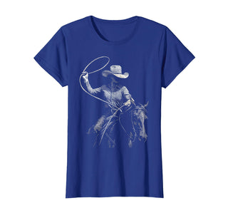 Cowgirl Western Rodeo Rodeo Cowgirl Western Horse T-Shirt - Royal Blue