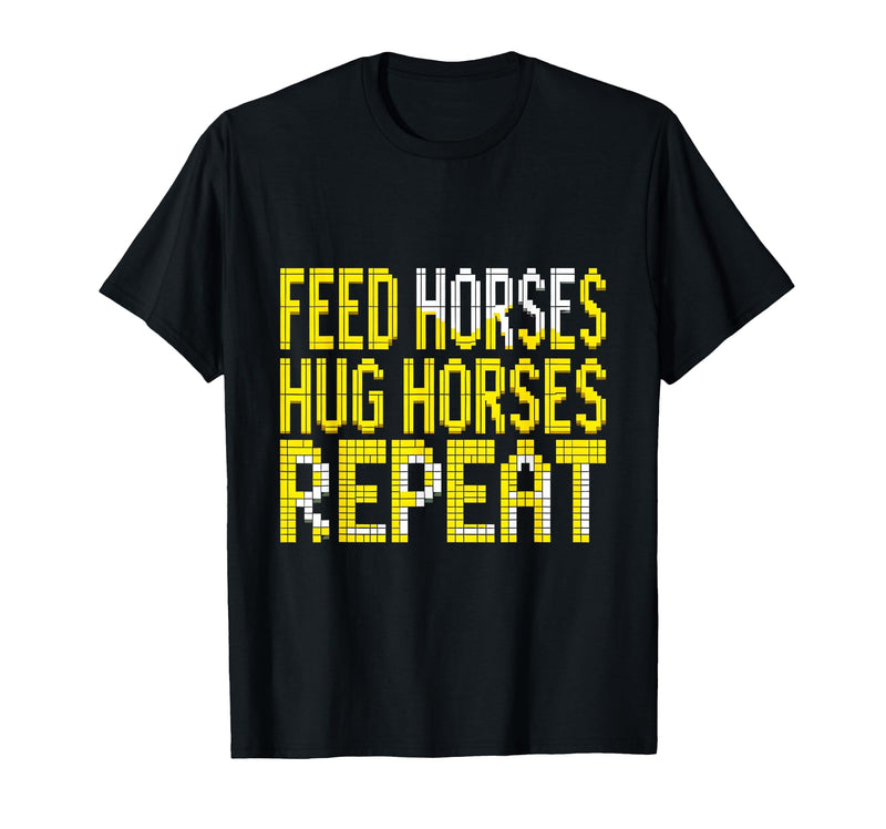 Mademark Feed Horses Hug Horses Repeat Riding Design T-Shirt - Men - Black