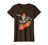 Funny Boys Kids Skeleton Skater Art Skateboarding Skeleton Riding Skateboard Halloween Skater T-Shirt - Brown