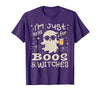 Flippin Sweet Gear I'm Just Here for Boos and Witches Halloween T-Shirt - Purple