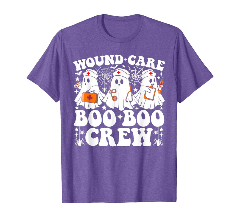 Wound Care Nurse Boo Boo Crew Halloween Wound Care Boo Boo Crew Nurse Funny Ghost Halloween Nurse T-Shirt - Purple Heather