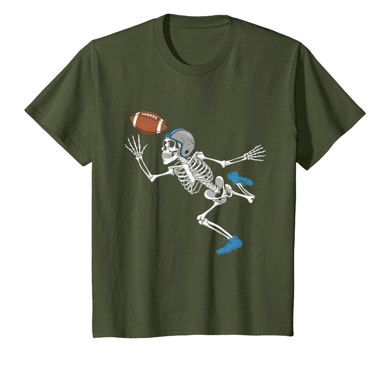 Halloween Shirts Women Men Kids Football Skeleton Halloween Player Catcher Mens Boys Kids T-Shirt - Olive Green