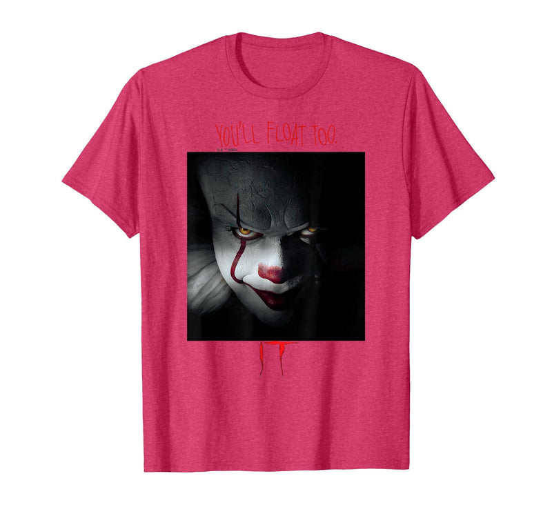 IT Films/TV Series - Pennywise You'll Float Too T-Shirt - Red Heather