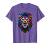 Psychedelic Jungle Glow Animal Art Glow Lion Head Art Psychedelic Jungle Animal Face T-Shirt - Purple Heather