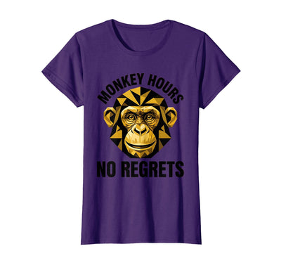 Monkey Hours No Regrets Funny Primate Design T-Shirt - Women