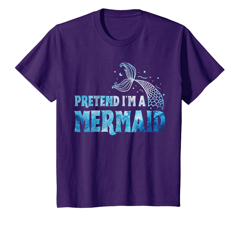 Funny Lazy Halloween Costumes & Halloween Shirts Pretend I'm A Mermaid Lazy Funny Mermaid Halloween Costume T-Shirt - Purple
